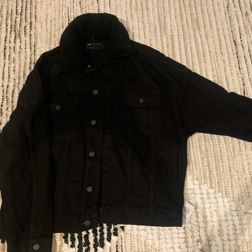 Asos mens denim jacket with fur collar NWT